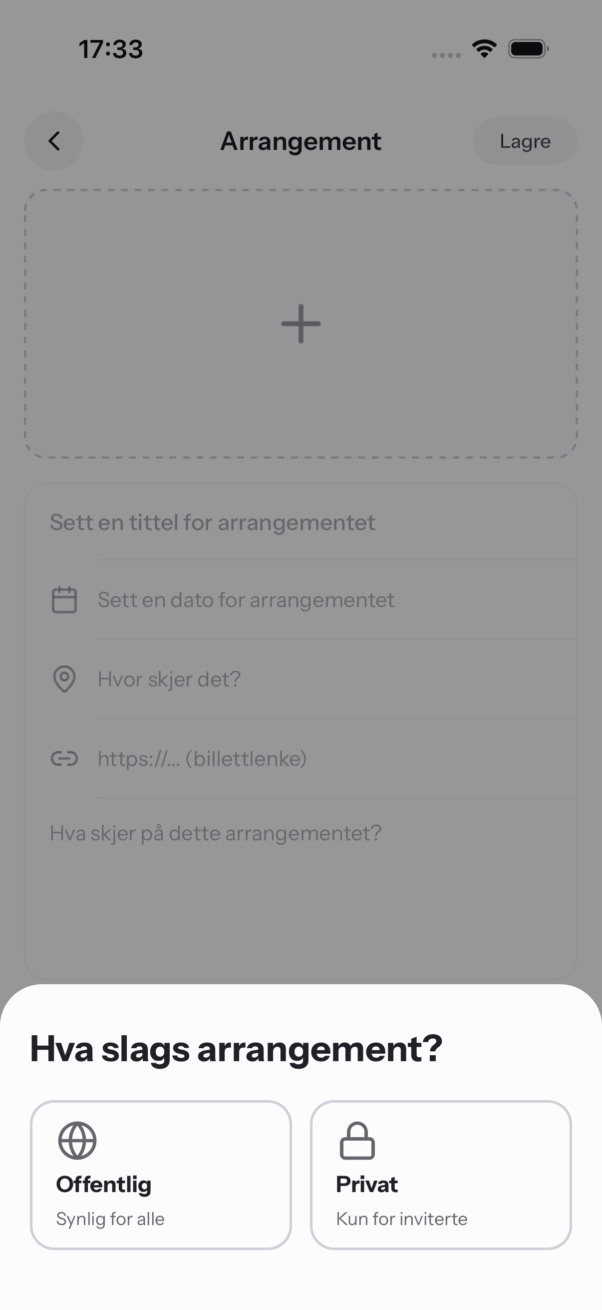 Opprett egne arrangementer